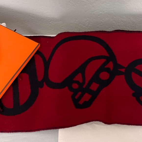 SOLD OUT HERMES Cashmere Boucles EY Camails Muffler Mrine Bordoux - Picture 2 of 6